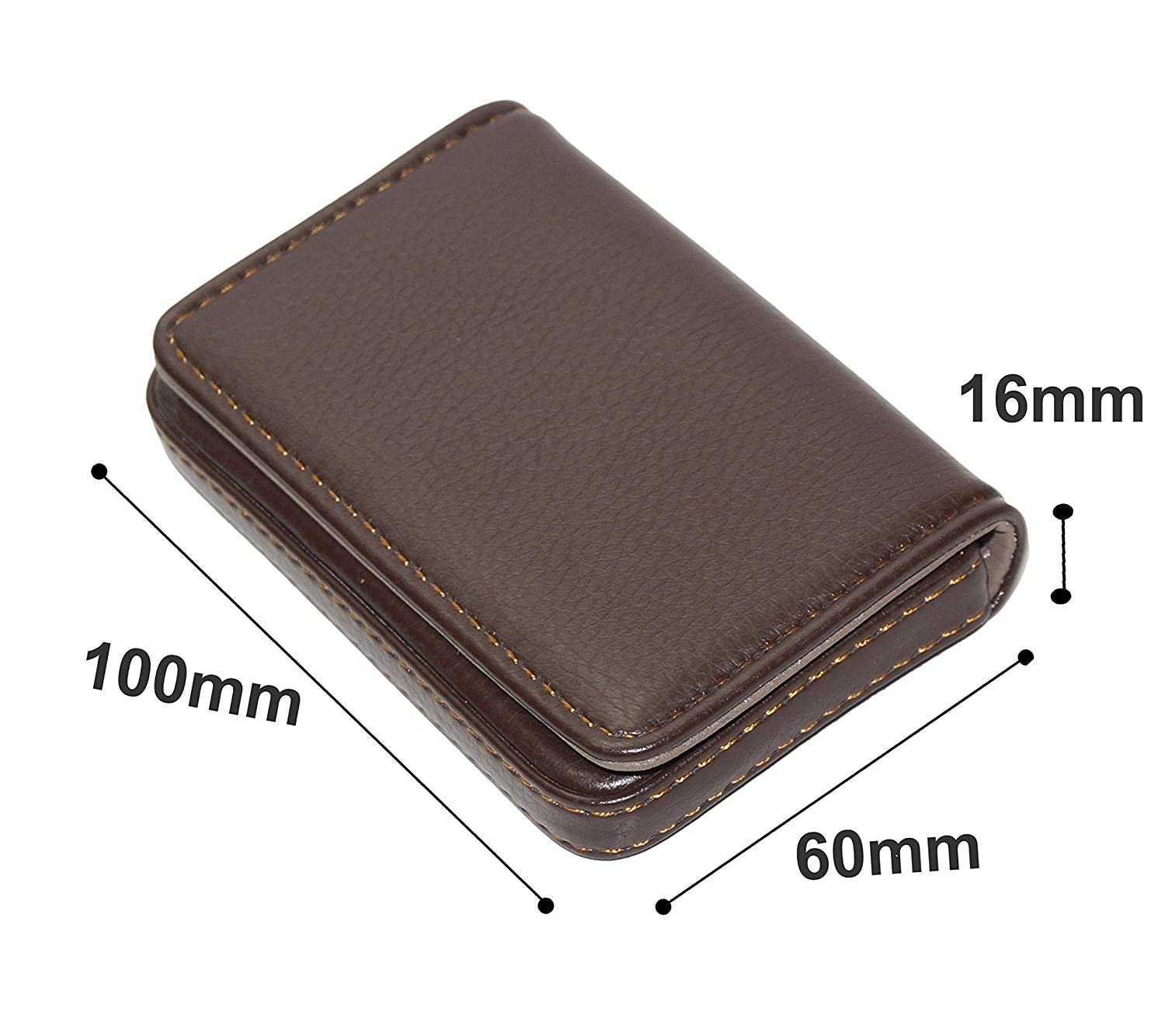 DAHSHA Pocket Sized Stitched PU Leather Credit Card Holder Visiting  Business Card Case Wallet with Magnetic Shut for Men & Women (10 x 6 x 1.6  cm