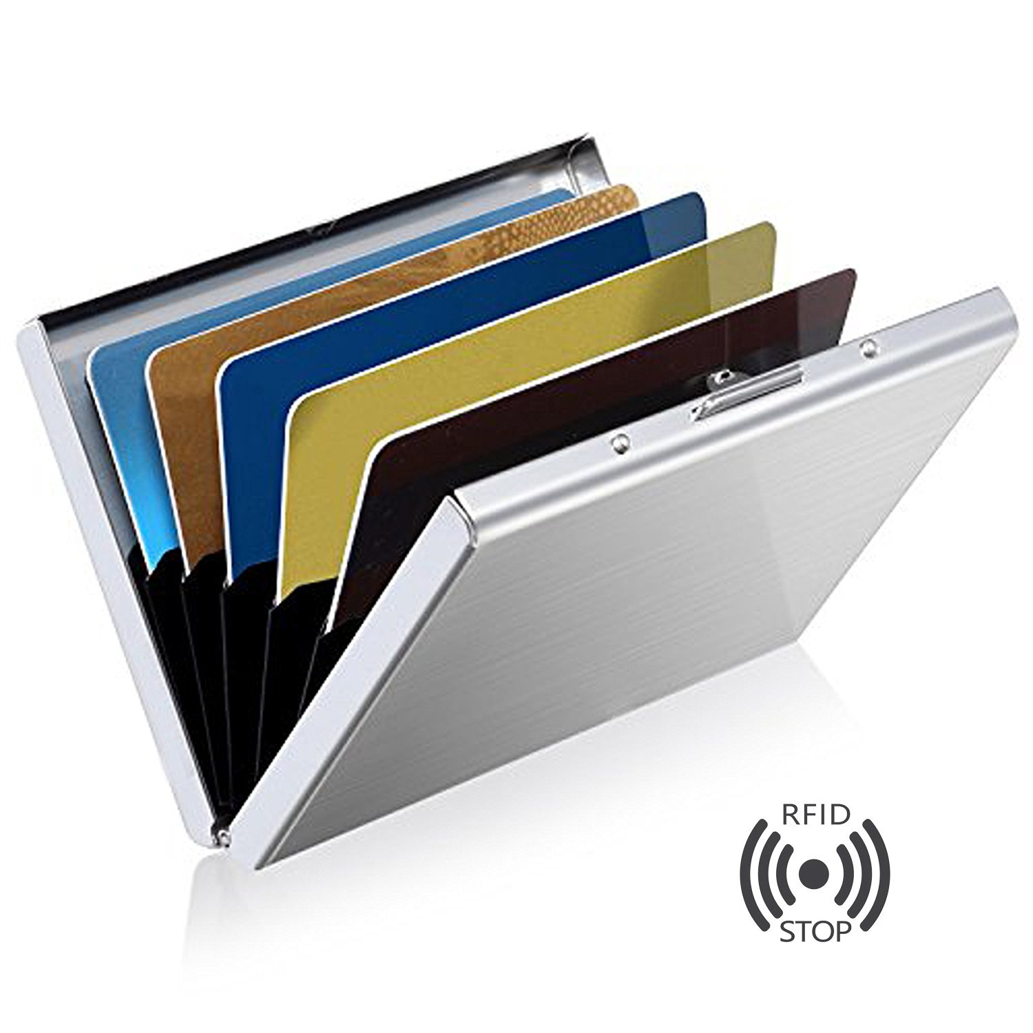 RFID Blocking Metal 6 Slots Stainless Steel Aluminum Credit Card Holder  wallet case for Men a