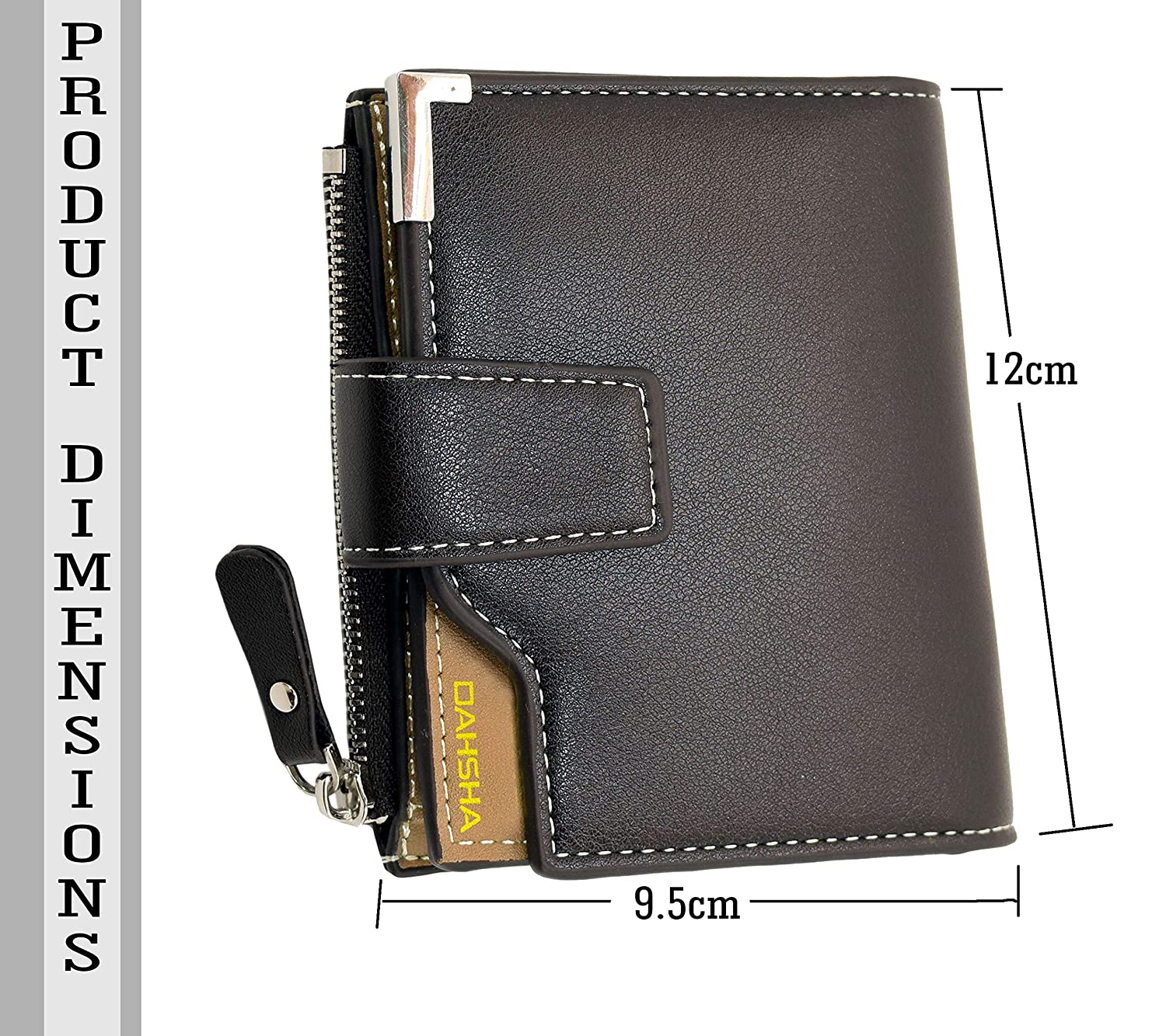 DAHSHA 10 Slot Leather Credit Debit Zipper Card Holder Wallet with 2 ID Window for Men & Women ...